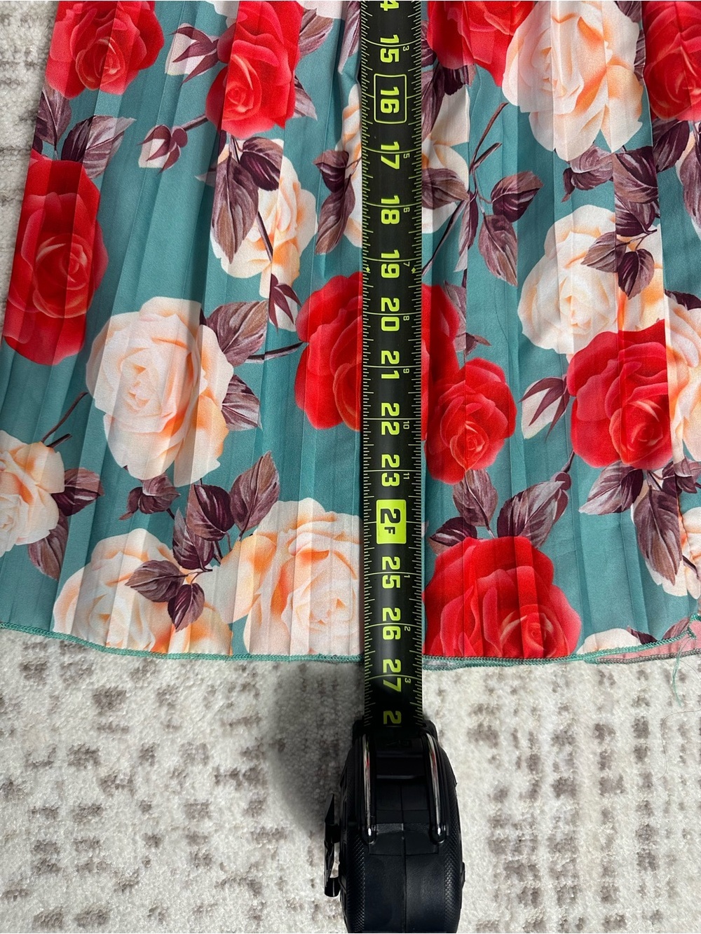 Girls Floral Pleated Maxi Skirt - Teal & Red - Picture 7 of 7